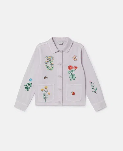 Stella Mccartney Flower Embroidered Collared Jacket In Purple