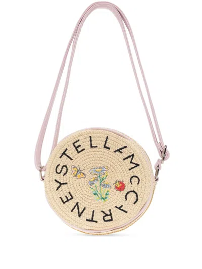Stella Mccartney Kids' Flower Embroidered Cross Body Bag In Neutrals