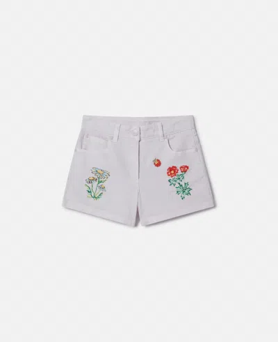 Stella Mccartney Flower Embroidered Shorts In Purple