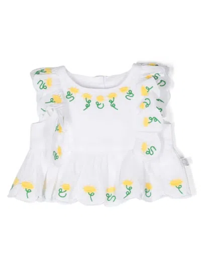 Stella Mccartney Babies' Floral-embroidered Dress In White