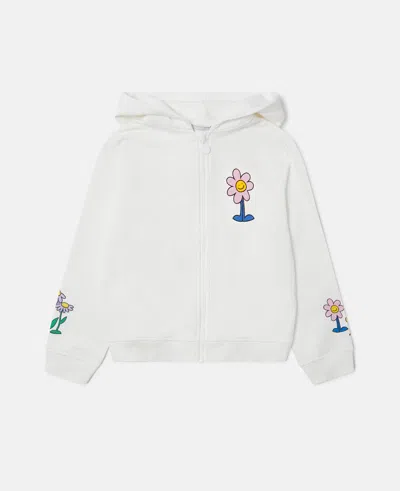 Stella Mccartney Flower Graphic Zip-up Hoodie In White