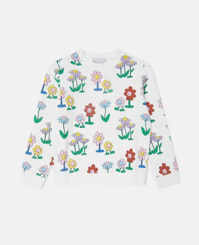 Stella Mccartney Flower Print Crewneck Sweatshirt In White