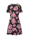 Stella Mccartney Flower Printed Short-sleeve Dress In Pink/black