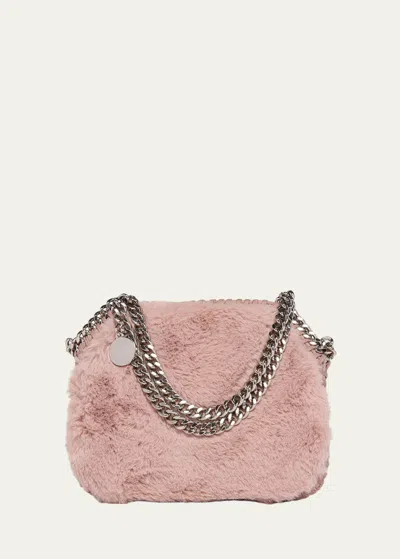 Stella Mccartney Fluffy Fabric Mini Shoulder Bag In Dusty Rose