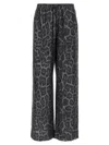 Stella Mccartney Wide Leg Animal Print Trousers With Elastic Waistband In Gray