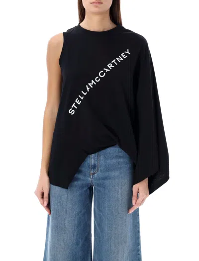 Stella Mccartney Fluid Logo One Sleeve Top In Black