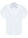 Stella Mccartney Flutter-sleeve Cotton Shirt In Blue