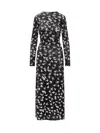 Stella Mccartney Black Dove Print Mesh Long Sleeve Maxi Dress In Black
