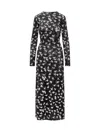 Stella Mccartney Black Dove Print Mesh Long Sleeve Maxi Dress In Black