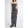 Stella Mccartney Ruched Polka-dot Stretch-tulle Maxi Dress In Black