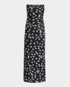Stella Mccartney Ruched Polka-dot Stretch-tulle Maxi Dress In Black