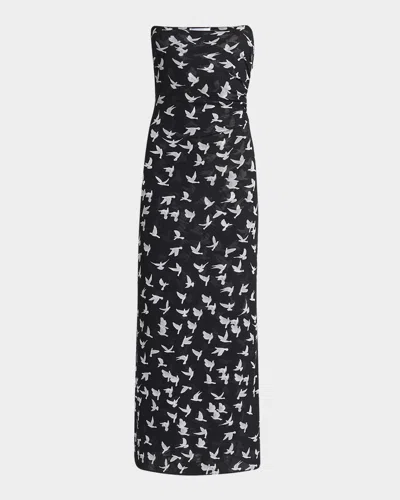 STELLA MCCARTNEY FLYING BIRD HAZE MESH MAXI DRESS