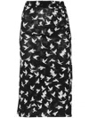 Stella Mccartney Mesh Flying Bird Haze Midi Skirt In Black In Black