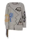 Stella Mccartney Grey Graphic Crew Neck Sweater In Multicolour