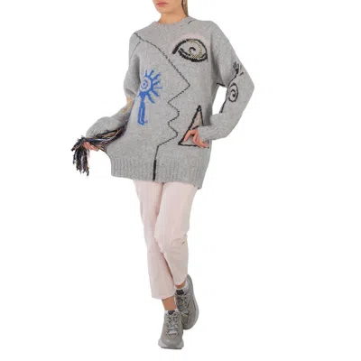 Stella Mccartney Stella Mc Cartney Folk Artwork Alpaca Sweater In Grey