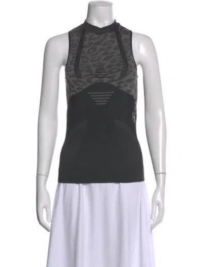 Pre-owned Stella Mccartney For Adidas Animal Print Mock Neck Sports Bra In Black
