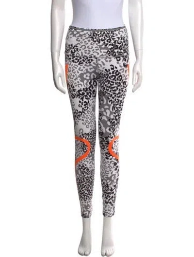 Pre-owned Stella Mccartney For Adidas Animal Print Skinny Leg Pants In White