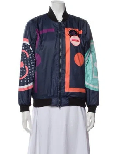 Pre-owned Stella Mccartney For Adidas Colorblock Pattern Bomber Jacket In Blue