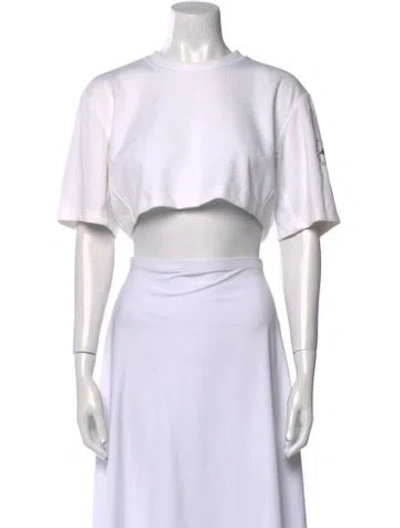 Pre-owned Stella Mccartney For Adidas Crew Neck Short Sleeve Crop Top In White