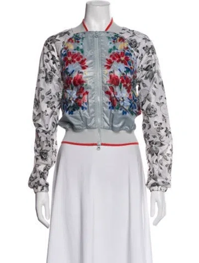 Pre-owned Stella Mccartney For Adidas Floral Print Bomber Jacket In Green