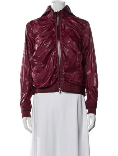 Pre-owned Stella Mccartney For Adidas Graphic Print Bomber Jacket In Burgundy