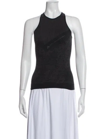 Pre-owned Stella Mccartney For Adidas Graphic Print Crew Neck Sports Bra In Black