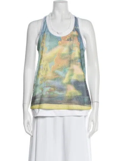 Pre-owned Stella Mccartney For Adidas Graphic Print Crew Neck Top In White