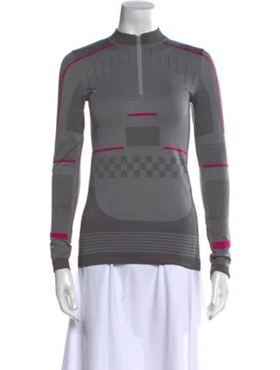 Pre-owned Stella Mccartney For Adidas Graphic Print Mock Neck Sweatshirt In Gray