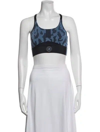 Pre-owned Stella Mccartney For Adidas Graphic Print Scoop Neck Sports Bra In White