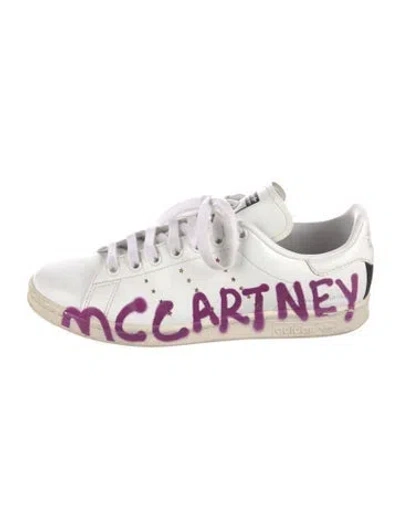 Pre-owned Stella Mccartney For Adidas Leather Graphic Print Sneakers In White