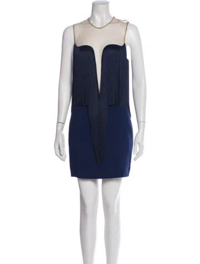 Pre-owned Stella Mccartney For Adidas Plunge Neckline Mini Dress In Blue
