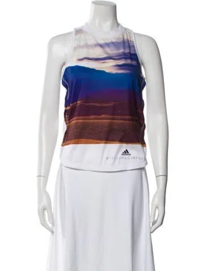 Pre-owned Stella Mccartney For Adidas Printed Crew Neck Top In White