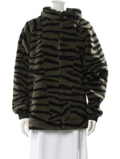 Pre-owned Stella Mccartney For Adidas Printed Faux Fur Jacket In Green