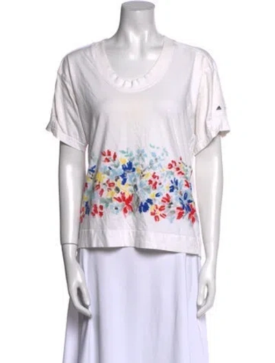Pre-owned Stella Mccartney For Adidas Printed Scoop Neck T-shirt In White