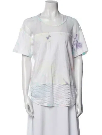 Pre-owned Stella Mccartney For Adidas Printed Scoop Neck T-shirt In White