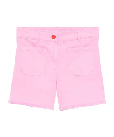 Stella Mccartney Kids' Frayed Denim Shorts In Pink