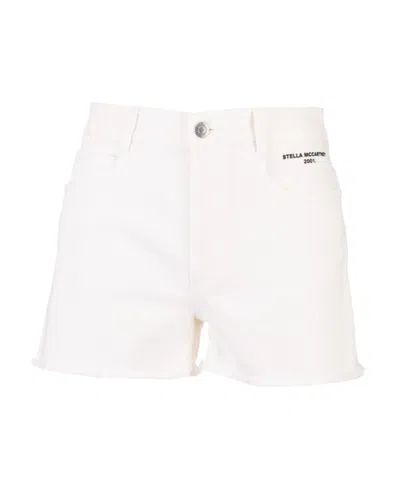 Stella Mccartney Frayed Hem Denim Shorts In White