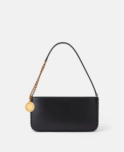 Stella Mccartney Frayme Baguette Shoulder Bag In Pitch Black