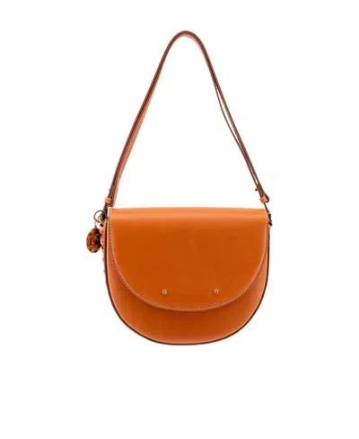 Stella Mccartney Frayme Chain Detailed Shoulder Bag In Orange