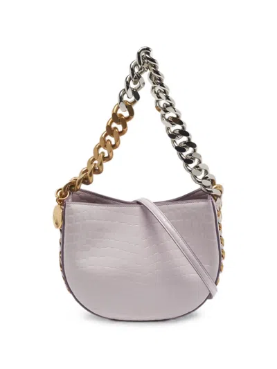 Pre-owned Stella Mccartney Frayme Croc-embossed Shoulder Bag In Purple