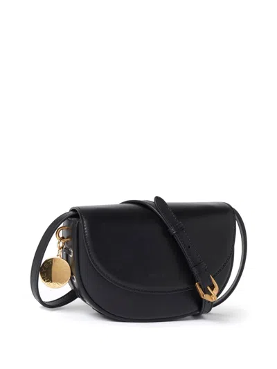 Stella Mccartney Frayme Flap-detail Shoulder Bag In Black