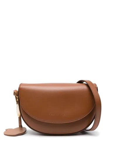 Stella Mccartney Frayme Flap-detail Shoulder Bag In Brown