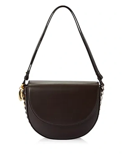 Stella Mccartney Frayme Medium Flap Shoulder Bag Alter Mat In Chocolate Brown/gold/silver