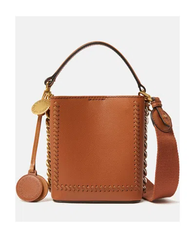 Stella Mccartney Frayme Mirum Mini Square Bucket Bag In Brown