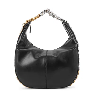 Stella Mccartney Frayme Small Faux Leather Shoulder Bag In Black