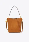 Stella Mccartney Frayme Whipstitch Crossbody Tote Bag In Brown
