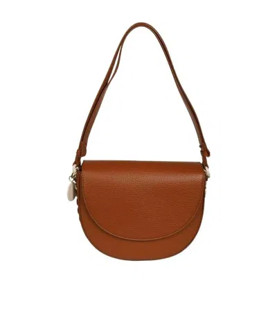 Stella Mccartney Frayme Whipstitch-detailed Shoulder Bag In Brown