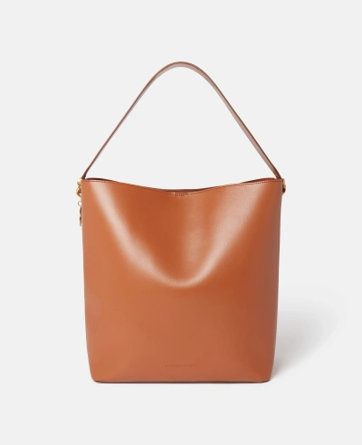 Stella Mccartney Frayme Whipstitch Tote Bag In Tan Brown