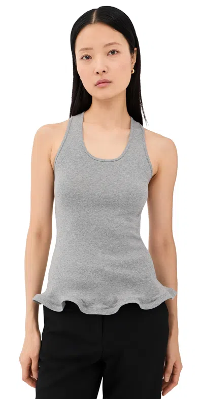 Stella Mccartney Frilled Hem Rib Tank Grey Melange In Gray