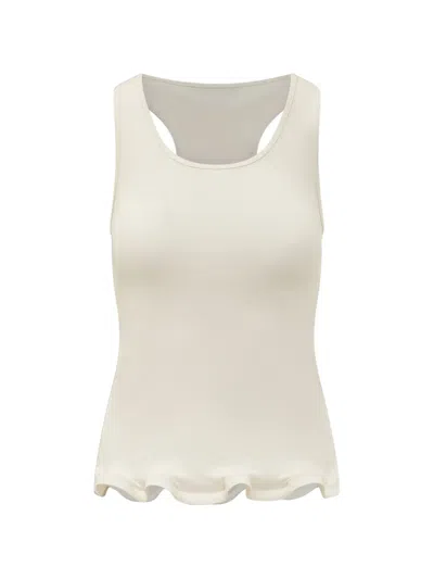 Stella Mccartney Frilled Hem Rib Tank In Neutral
